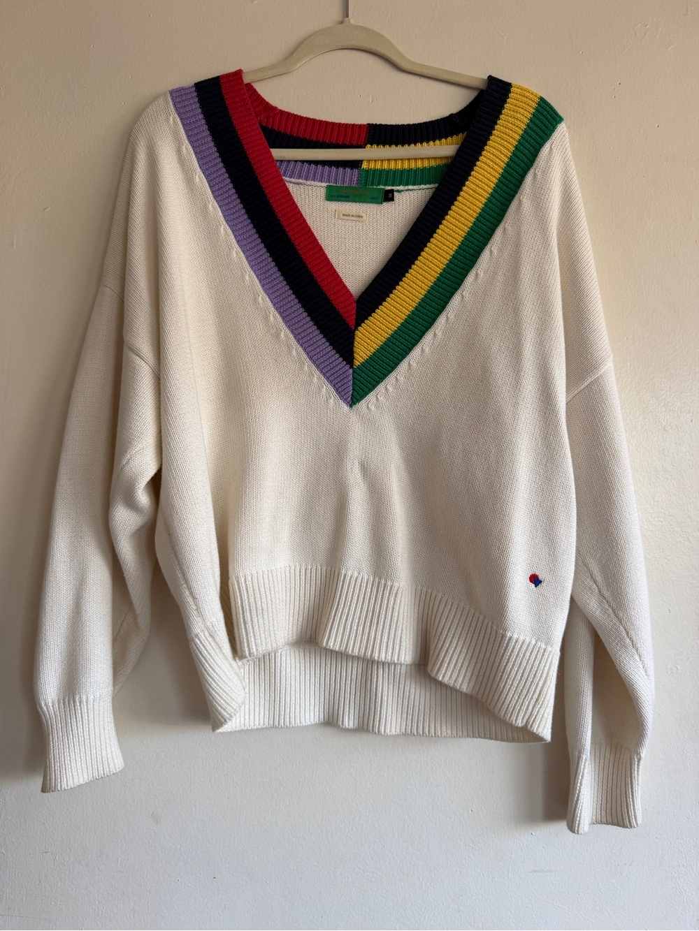 Clare V Varsity Sweater with Colorful Trim